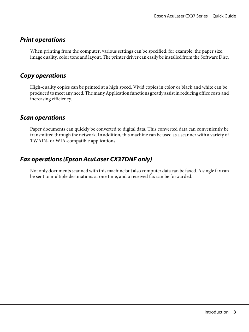 Epson AcuLaser CX37DNF User Manual | Page 3 / 28
