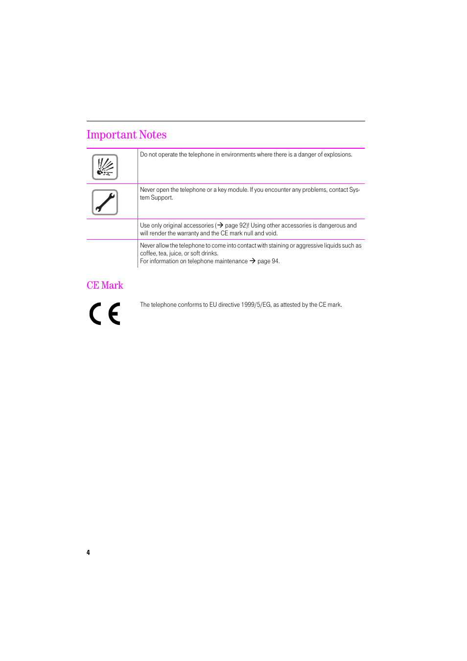 Important notes, Ce mark | Deutsche Telekom Octophon F400 User Manual | Page 4 / 106