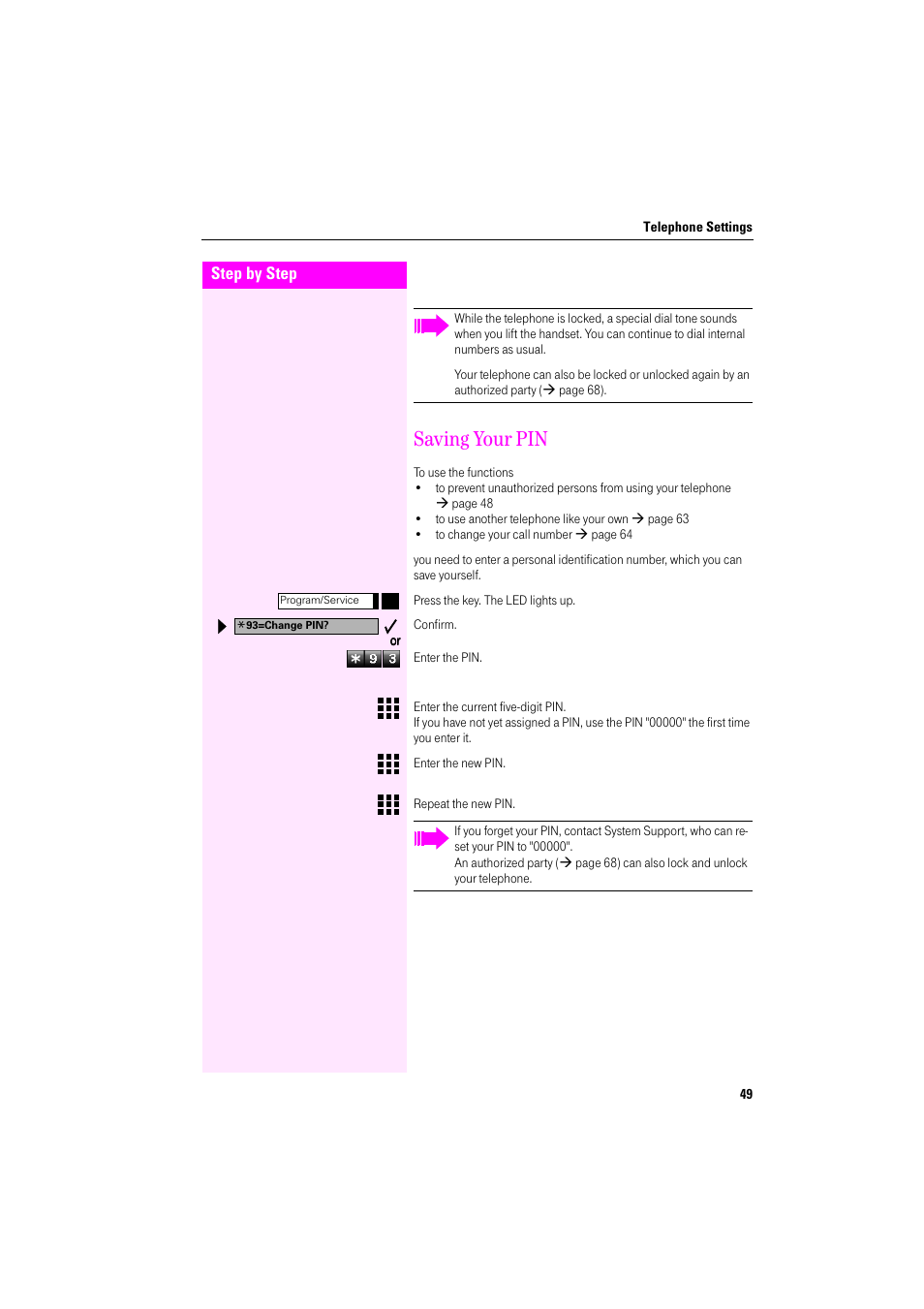 Saving your pin | Deutsche Telekom Octophon F400 User Manual | Page 49 / 106