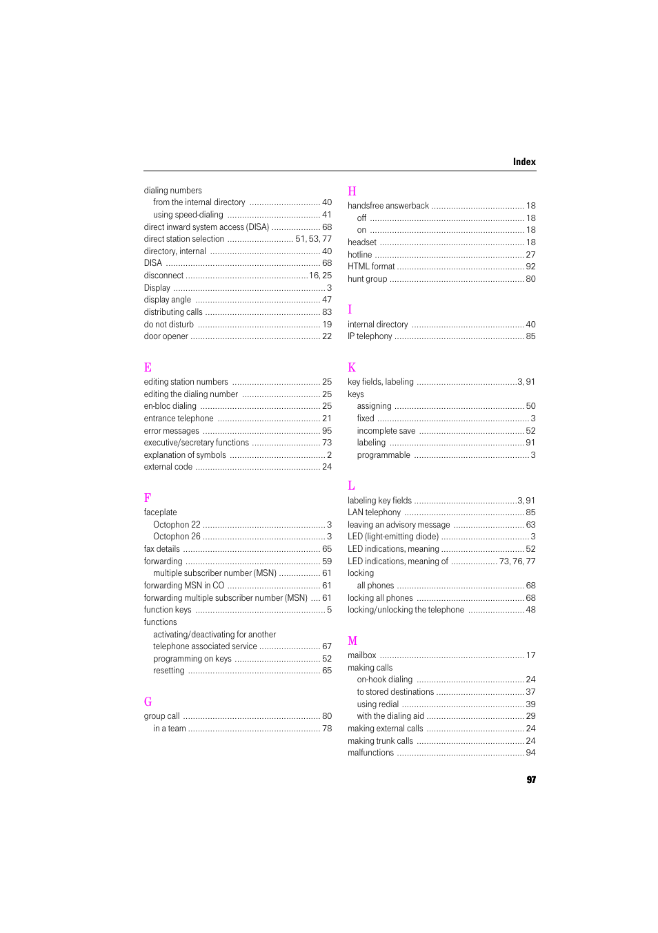 Deutsche Telekom Octophon F400 User Manual | Page 97 / 106