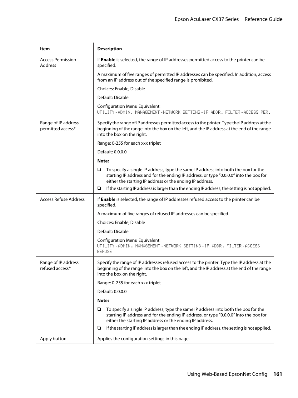 Epson AcuLaser CX37DNF User Manual | Page 161 / 197