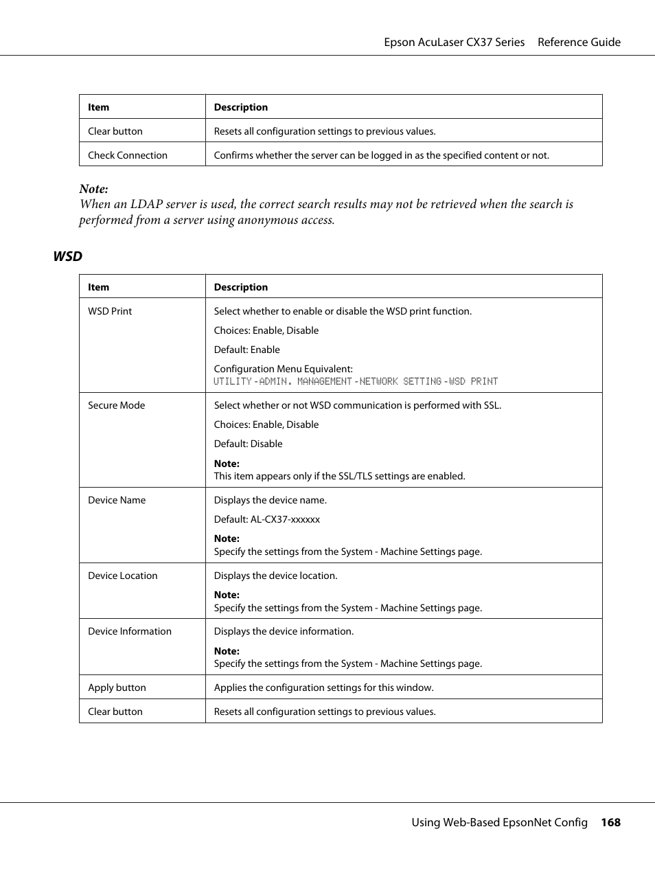 Epson AcuLaser CX37DNF User Manual | Page 168 / 197