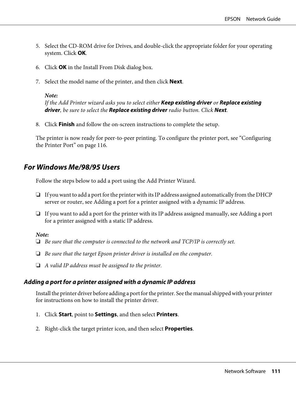 For windows me/98/95 users | Epson AcuLaser M8000N User Manual | Page 111 / 137