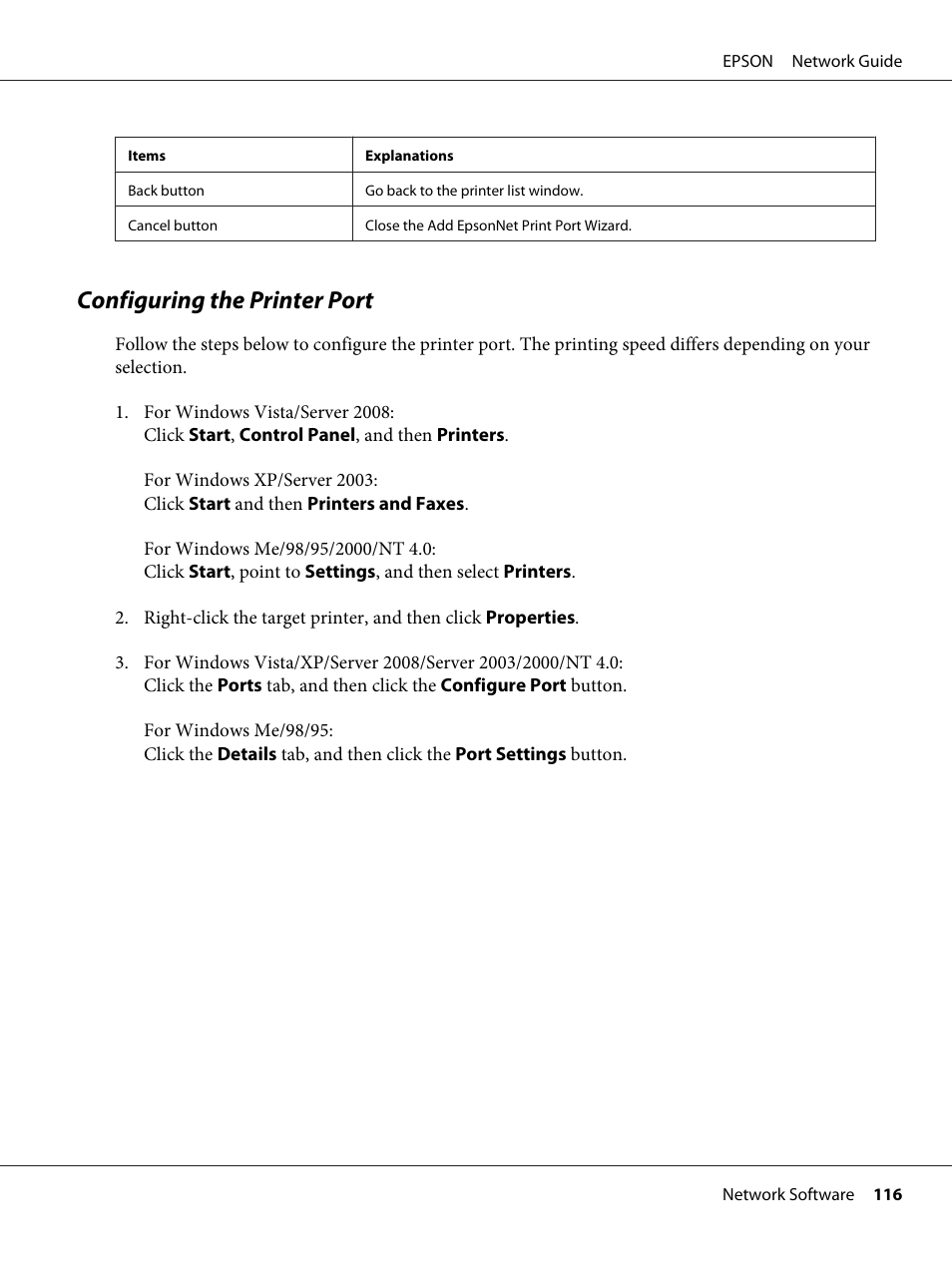 Configuring the printer port | Epson AcuLaser M8000N User Manual | Page 116 / 137