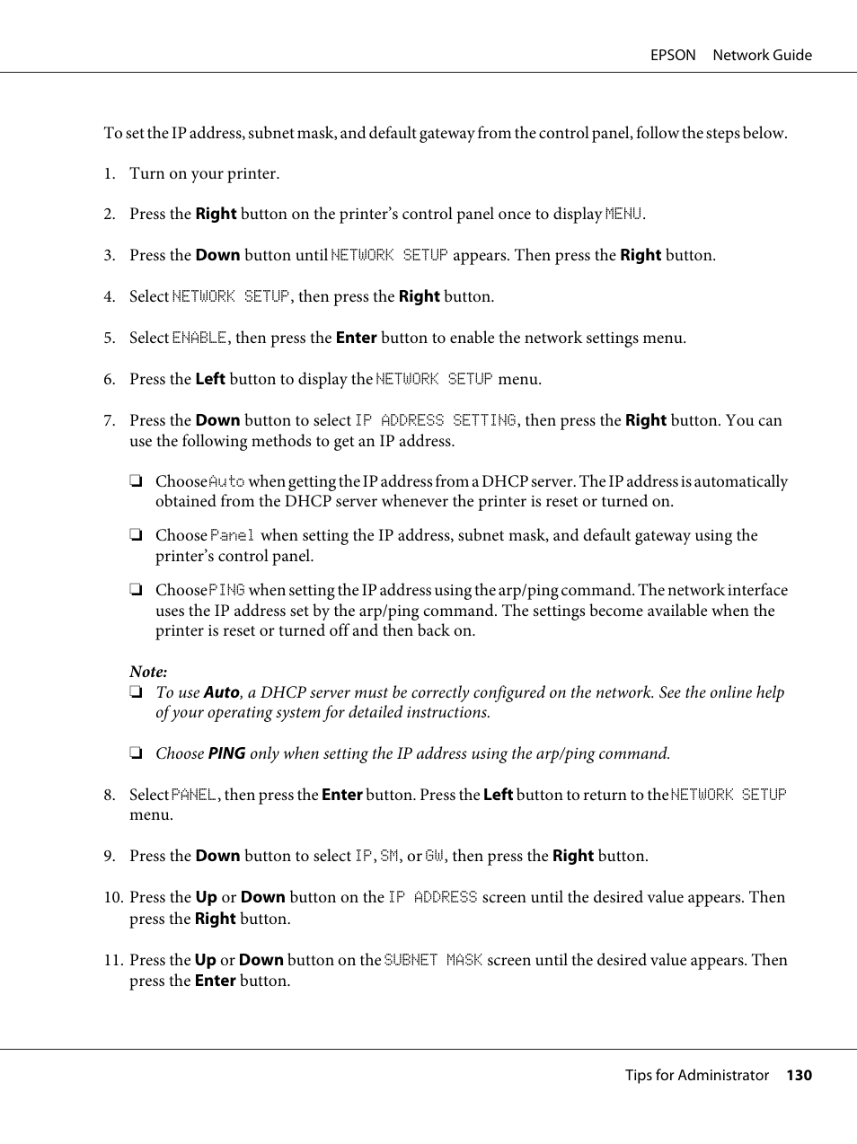 Epson AcuLaser M8000N User Manual | Page 130 / 137