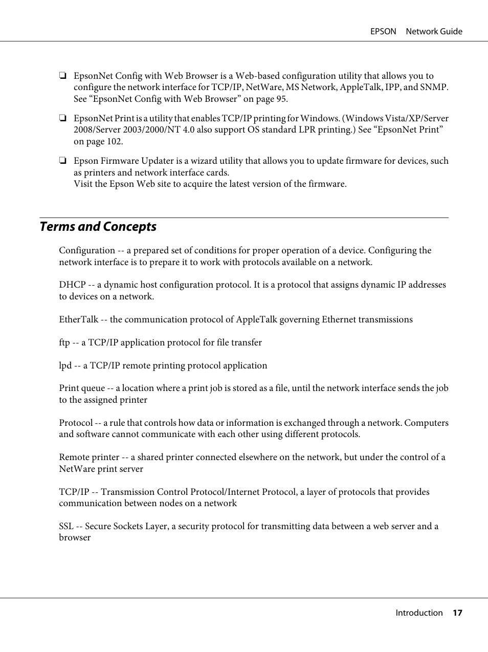 Terms and concepts | Epson AcuLaser M8000N User Manual | Page 17 / 137