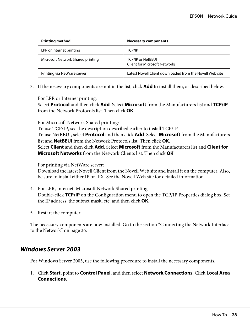 Windows server 2003 | Epson AcuLaser M8000N User Manual | Page 28 / 137