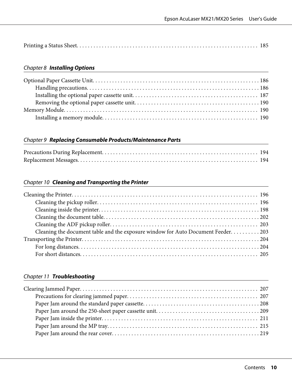 Epson AcuLaser MX20DNF User Manual | Page 10 / 286