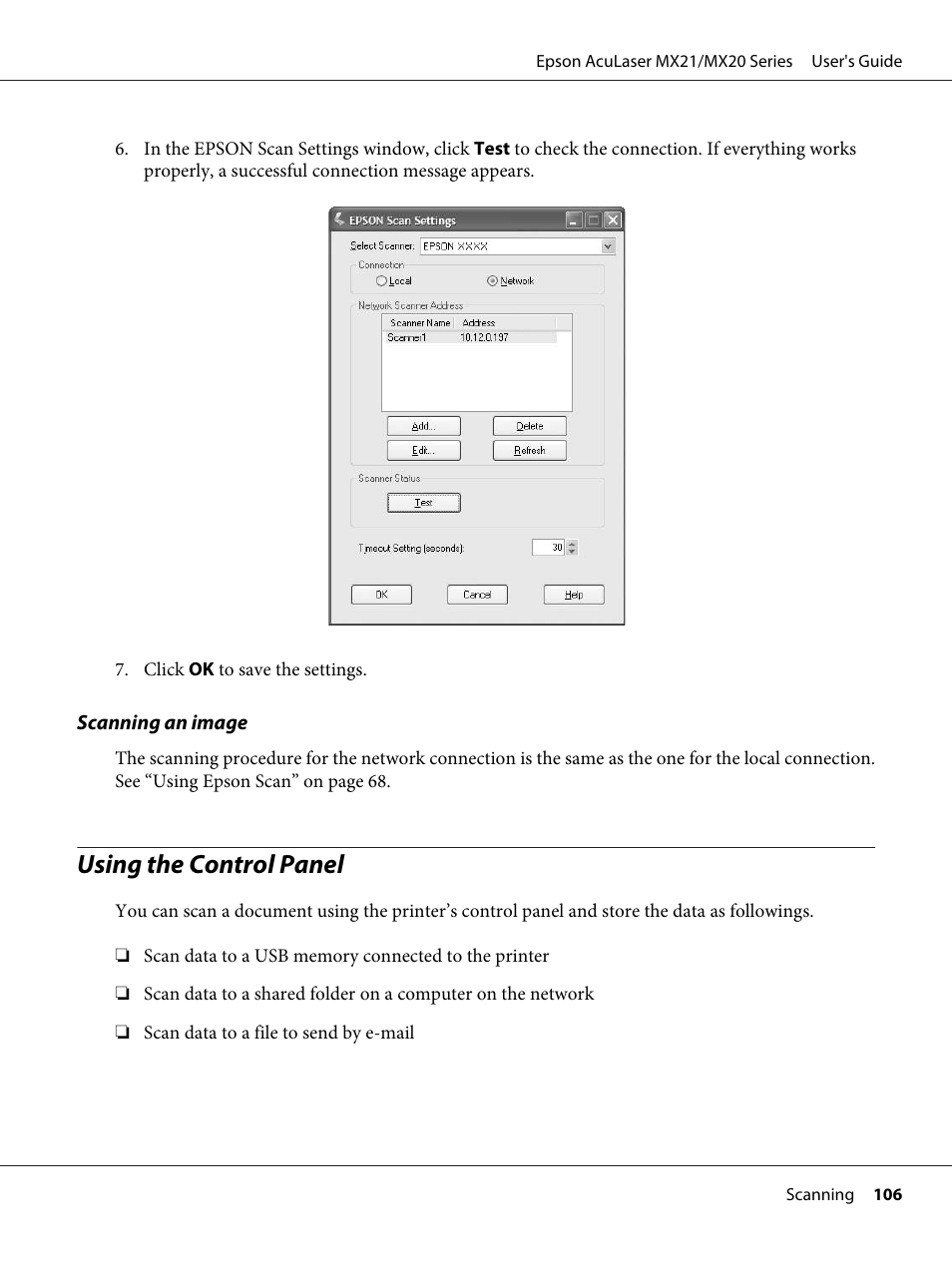 Using the control panel | Epson AcuLaser MX20DNF User Manual | Page 106 / 286