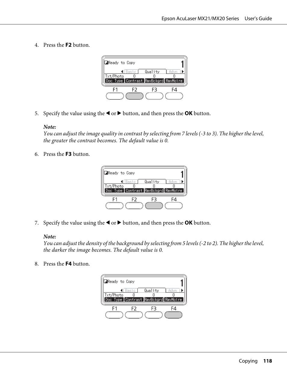 Epson AcuLaser MX20DNF User Manual | Page 118 / 286