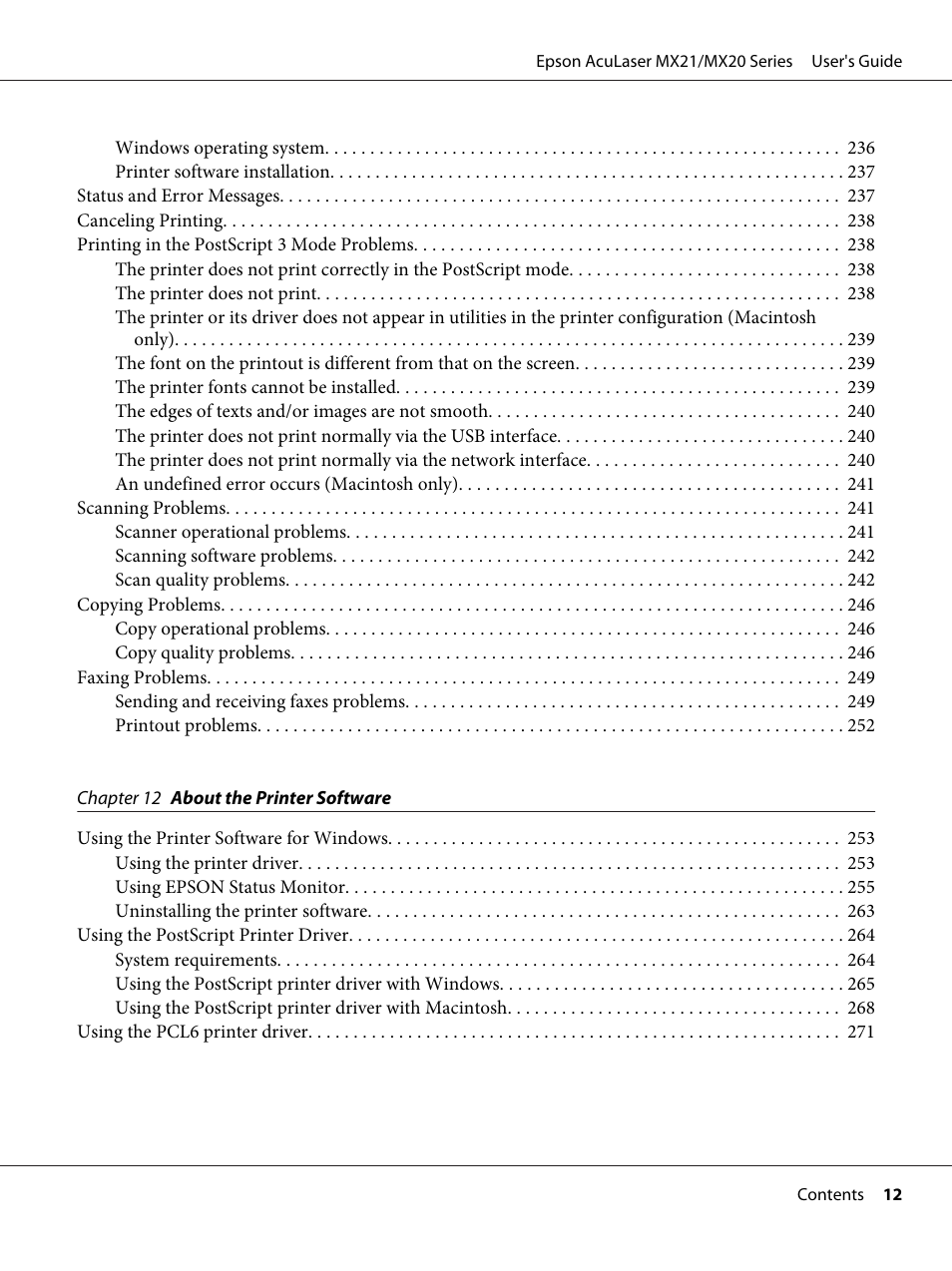 Epson AcuLaser MX20DNF User Manual | Page 12 / 286