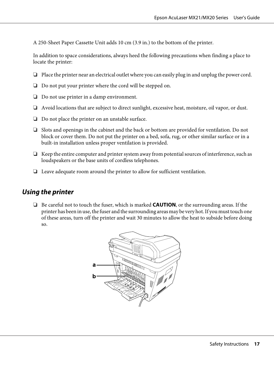 Using the printer | Epson AcuLaser MX20DNF User Manual | Page 17 / 286