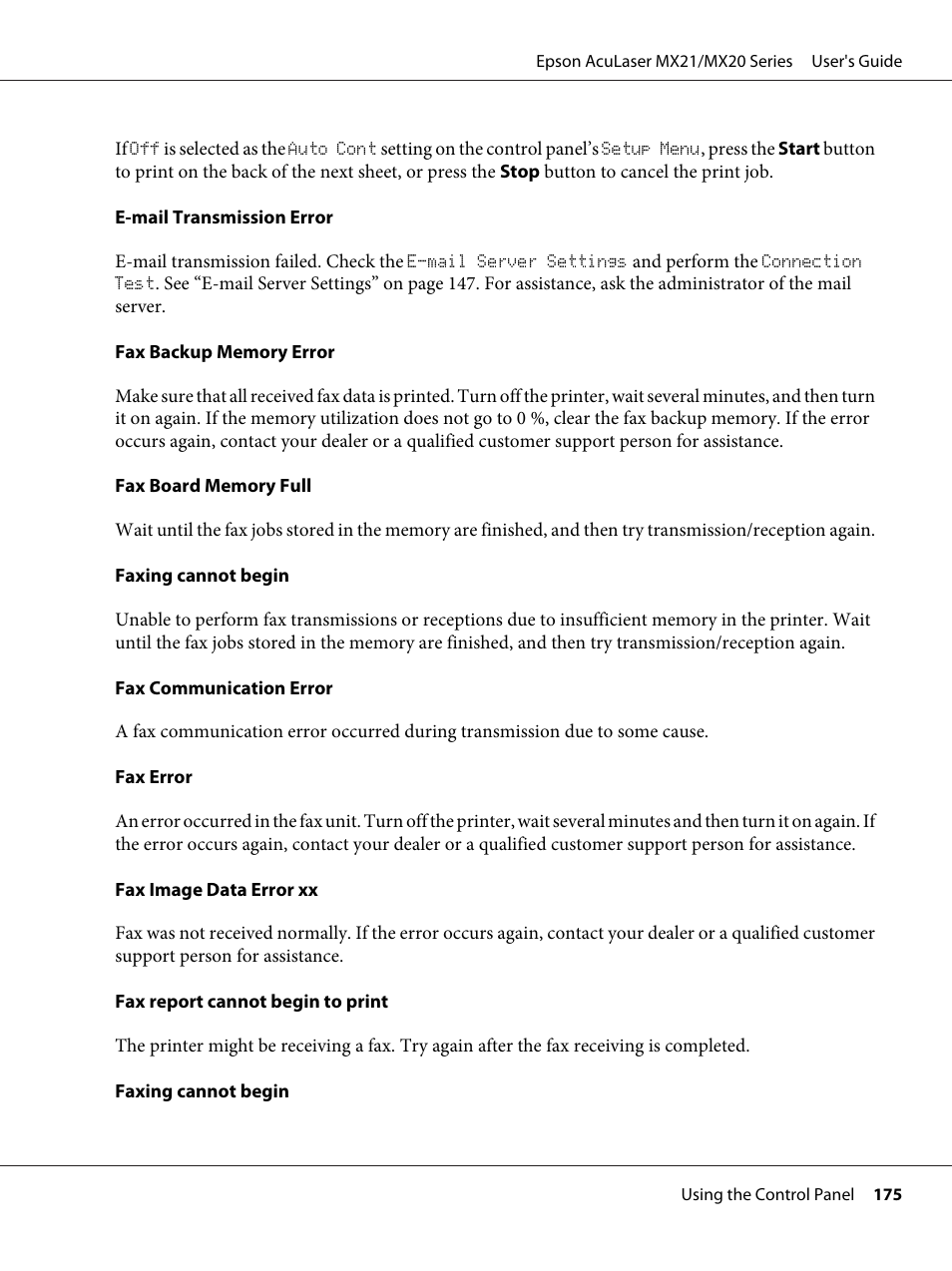 Epson AcuLaser MX20DNF User Manual | Page 175 / 286