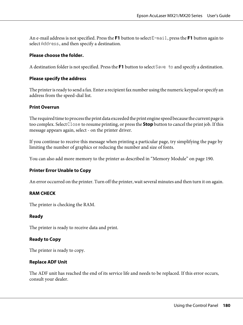 Epson AcuLaser MX20DNF User Manual | Page 180 / 286