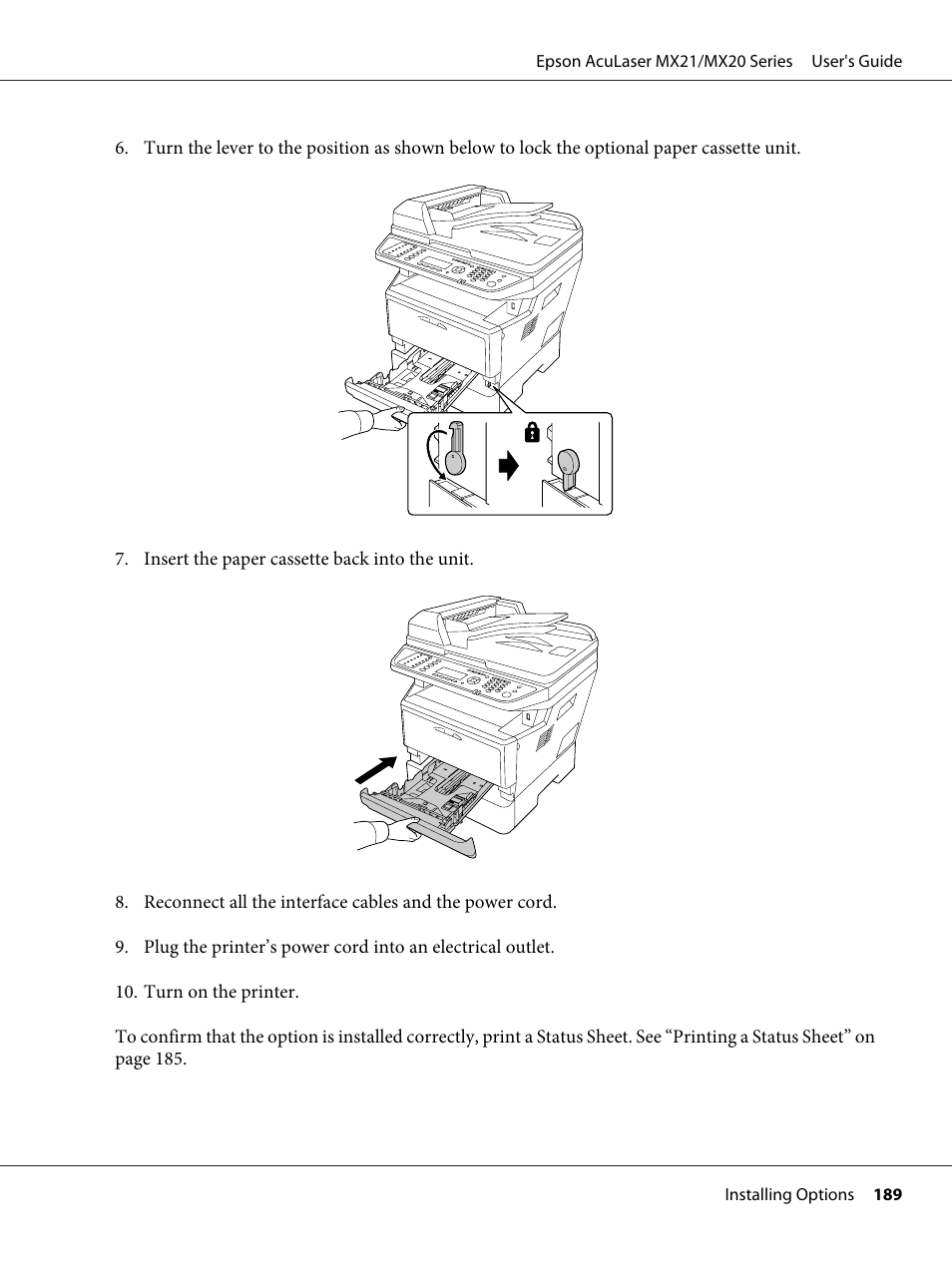 Epson AcuLaser MX20DNF User Manual | Page 189 / 286