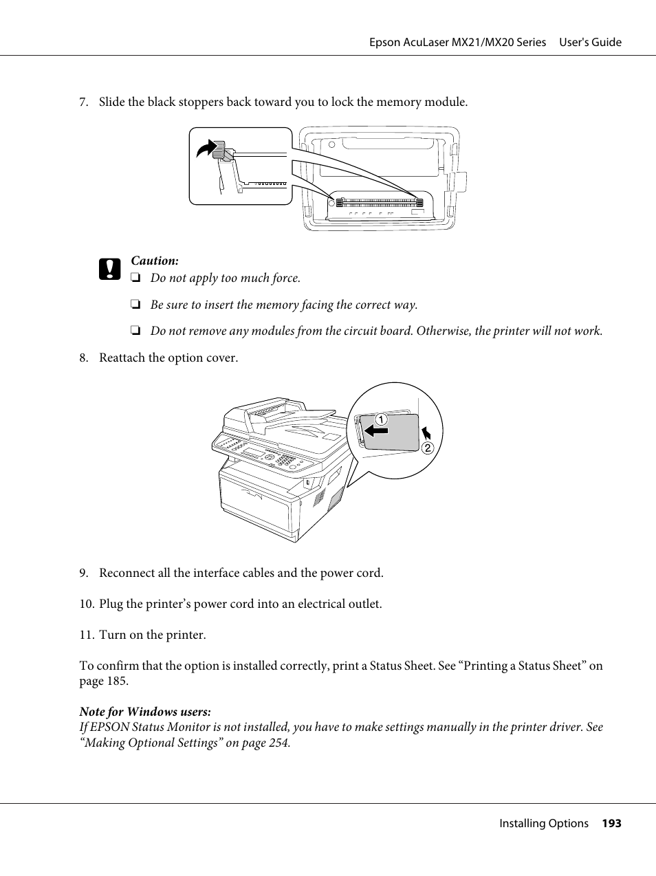 Epson AcuLaser MX20DNF User Manual | Page 193 / 286