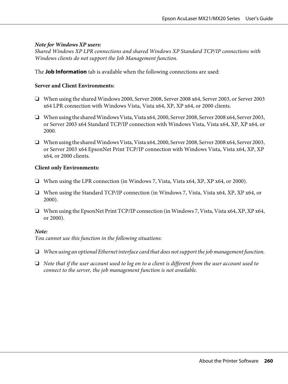 Epson AcuLaser MX20DNF User Manual | Page 260 / 286