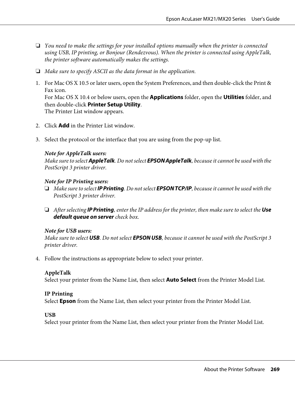 Epson AcuLaser MX20DNF User Manual | Page 269 / 286