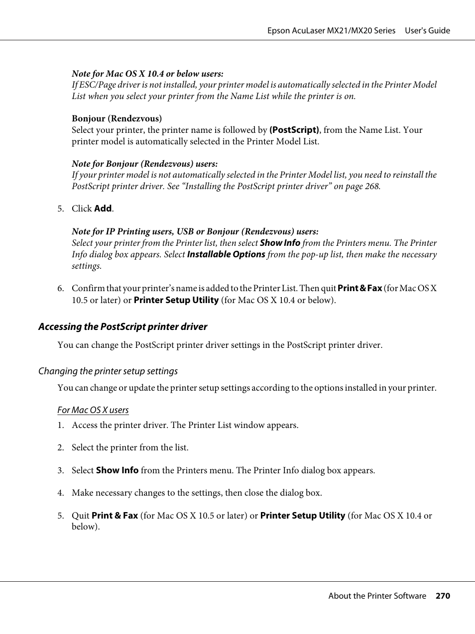 Epson AcuLaser MX20DNF User Manual | Page 270 / 286
