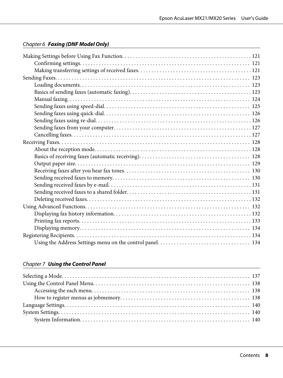Epson AcuLaser MX20DNF User Manual | Page 8 / 286