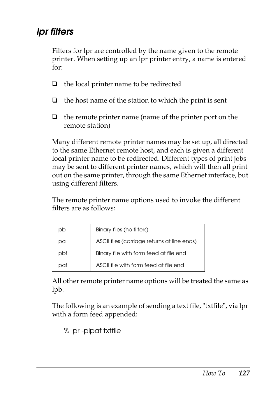 Lpr filters | Epson COLOR Copy Station 8600 User Manual | Page 127 / 242