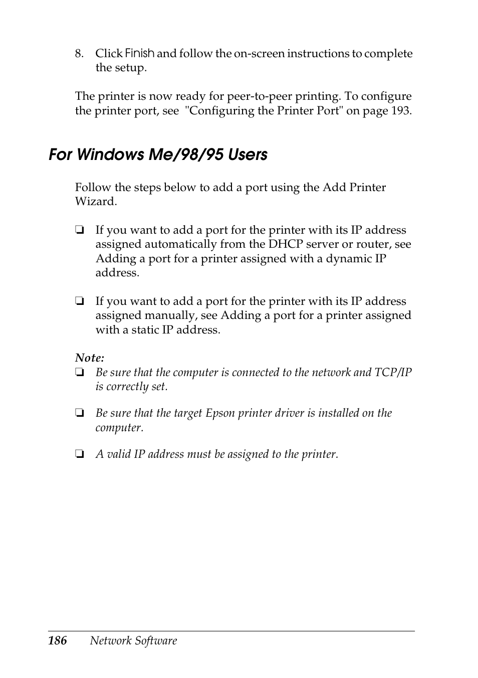 For windows me/98/95 users | Epson COLOR Copy Station 8600 User Manual | Page 186 / 242