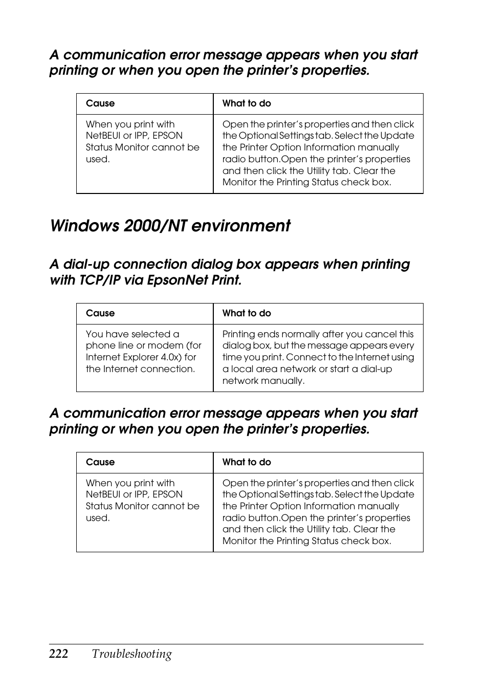 Windows 2000/nt environment | Epson COLOR Copy Station 8600 User Manual | Page 222 / 242