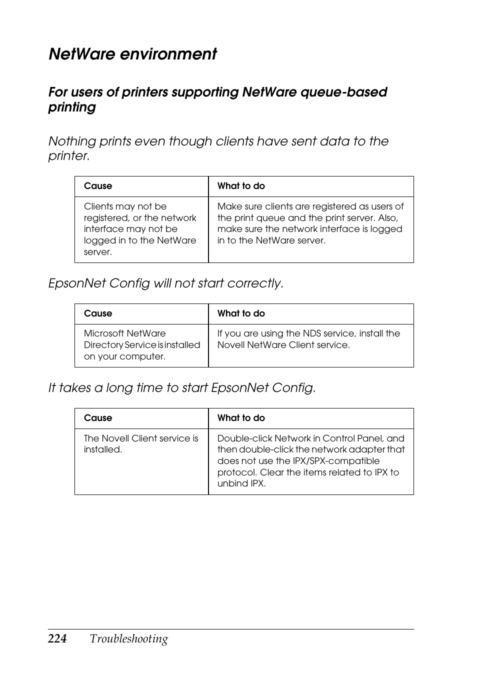 Netware environment | Epson COLOR Copy Station 8600 User Manual | Page 224 / 242