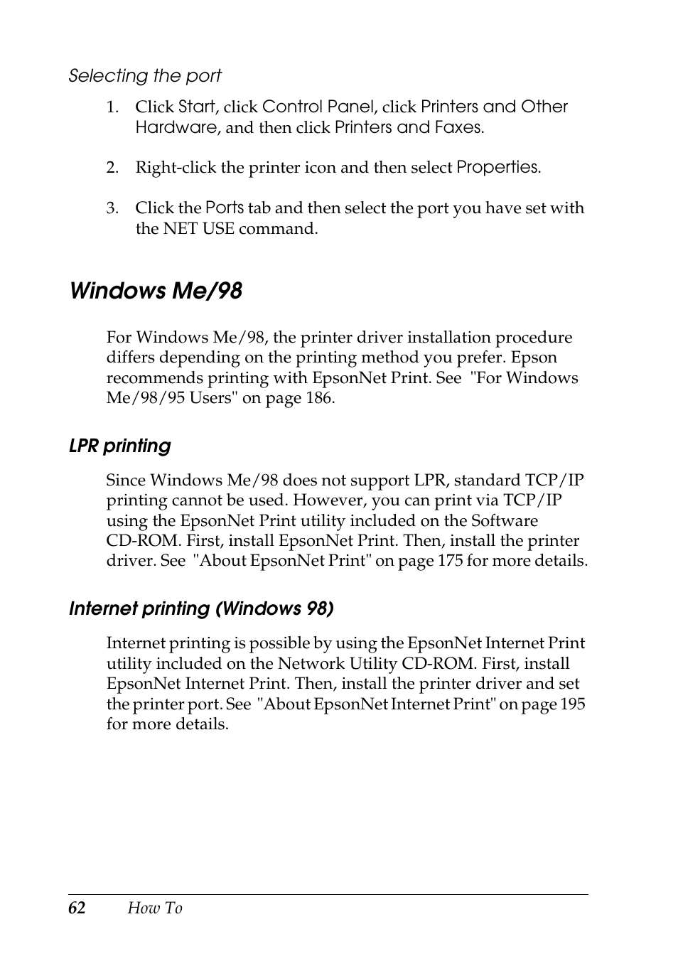 Windows me/98 | Epson COLOR Copy Station 8600 User Manual | Page 62 / 242