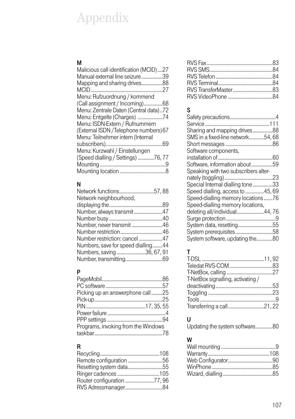 Appendix | Deutsche Telekom 704PC User Manual | Page 115 / 120