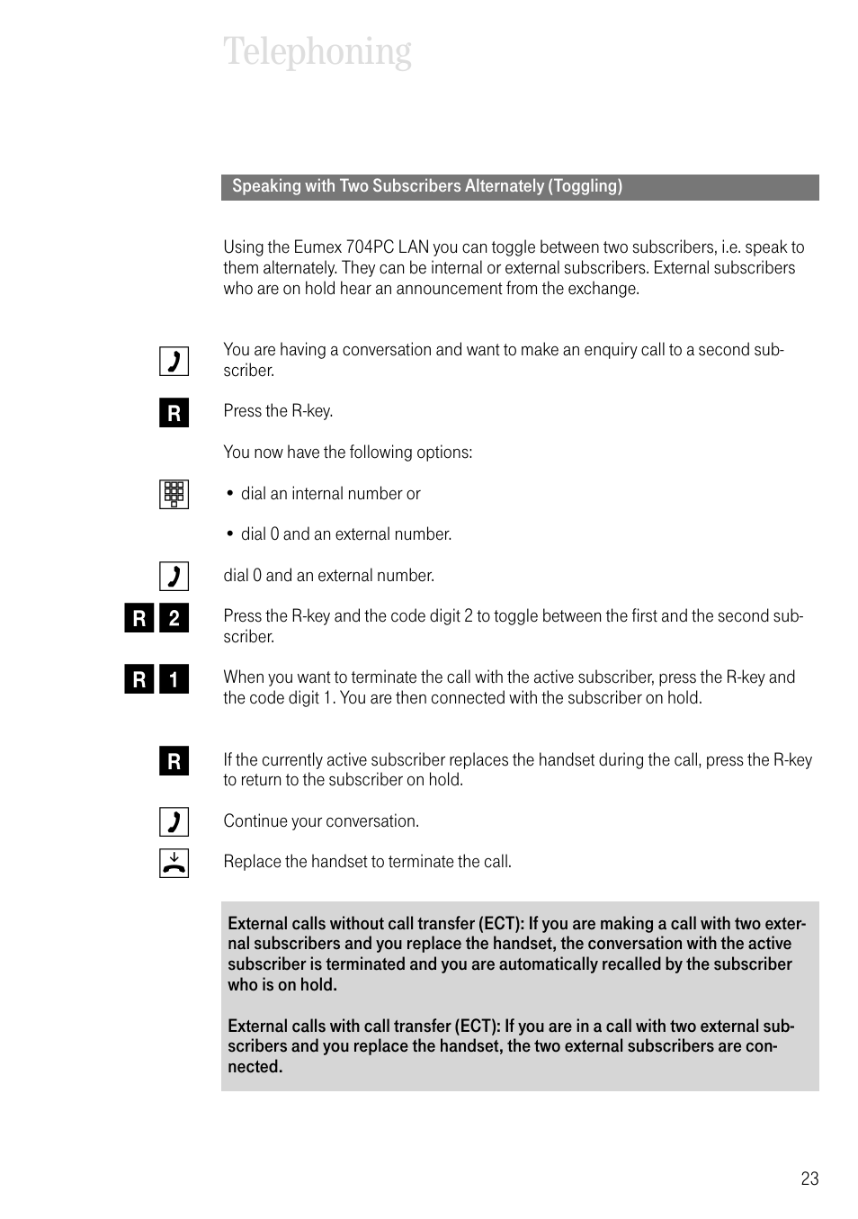 Telephoning | Deutsche Telekom 704PC User Manual | Page 31 / 120