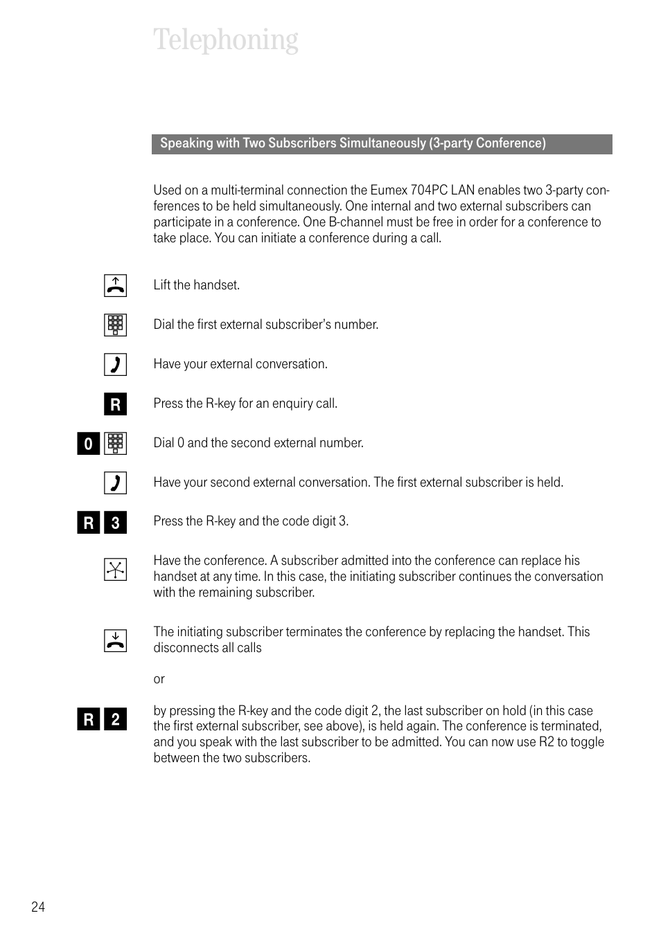 Telephoning, Bt c r 0 t c r 3 k d r 2 | Deutsche Telekom 704PC User Manual | Page 32 / 120