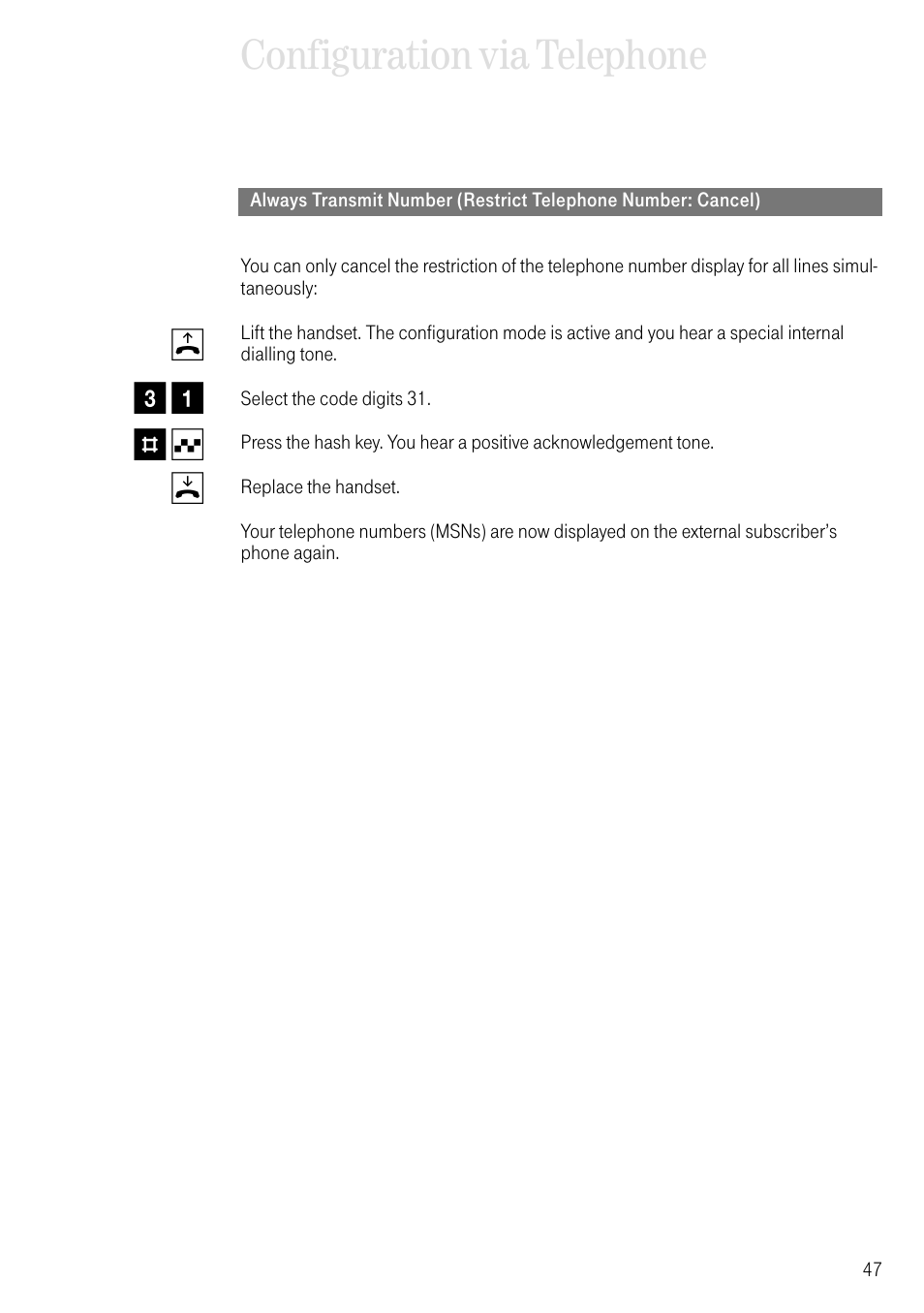 Configuration via telephone, B3 1 # q d | Deutsche Telekom 704PC User Manual | Page 55 / 120