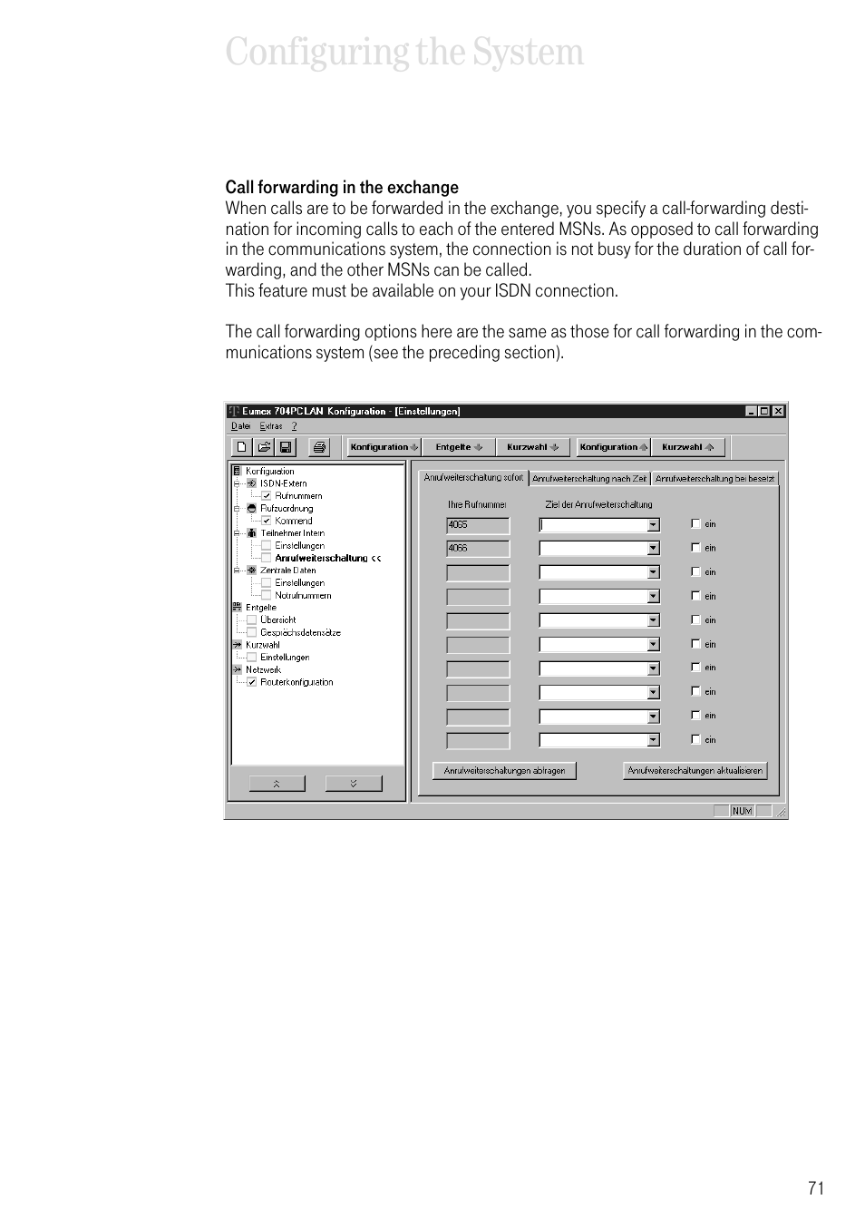 Configuring the system | Deutsche Telekom 704PC User Manual | Page 79 / 120