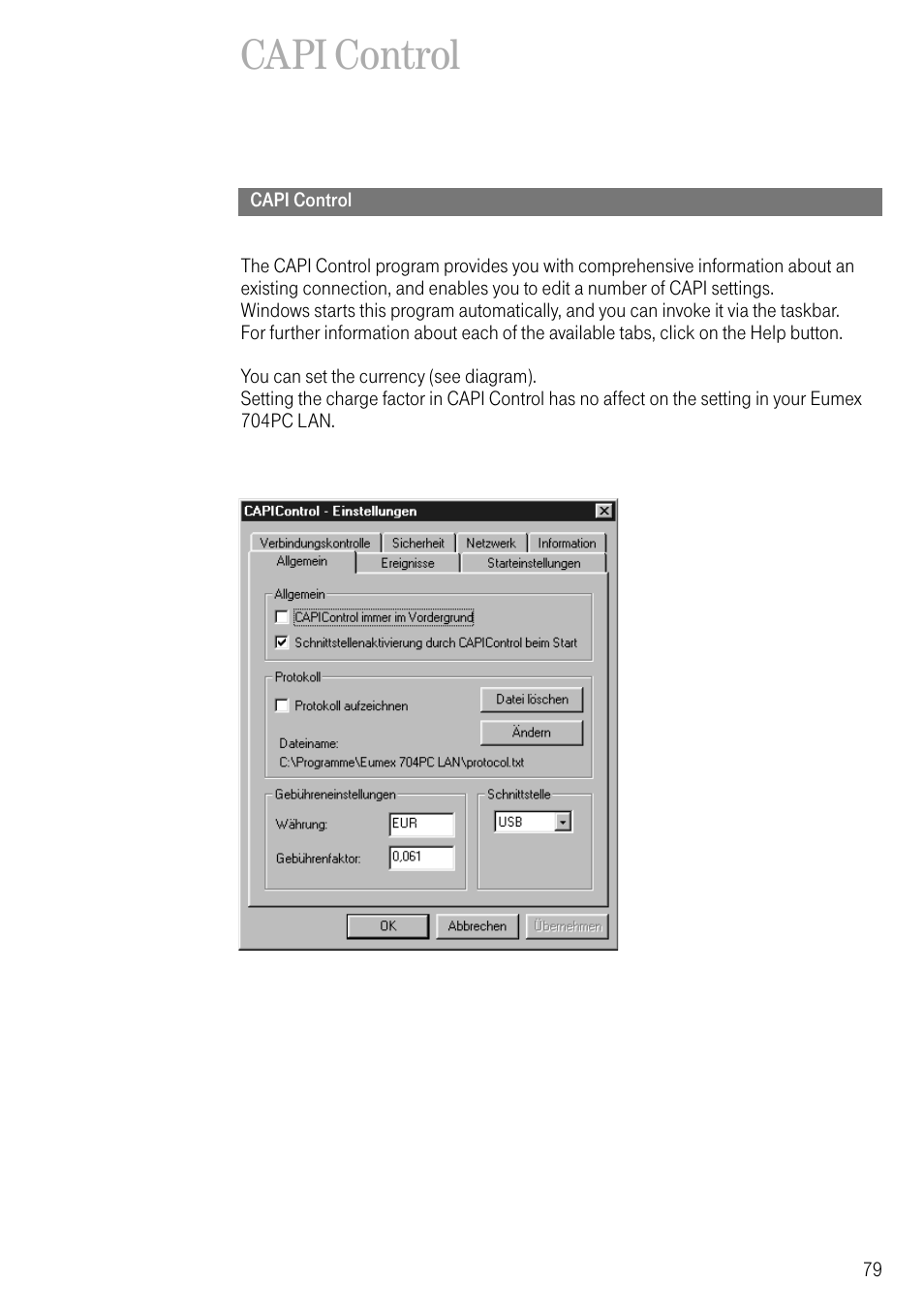 Capi control | Deutsche Telekom 704PC User Manual | Page 87 / 120