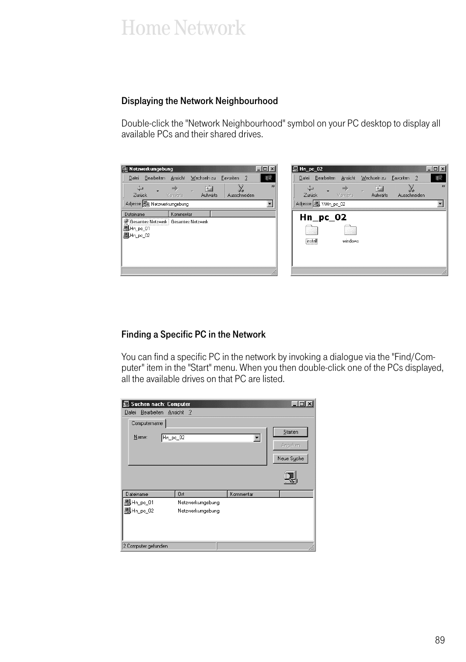 Home network | Deutsche Telekom 704PC User Manual | Page 97 / 120