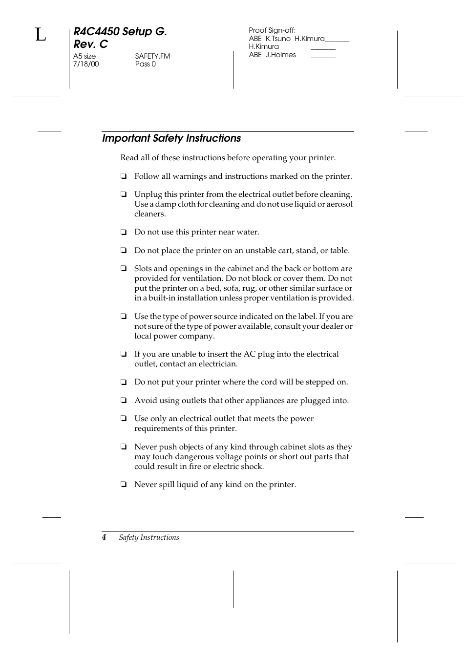 Important safety instructions | Epson EPL-C8200 User Manual | Page 12 / 90
