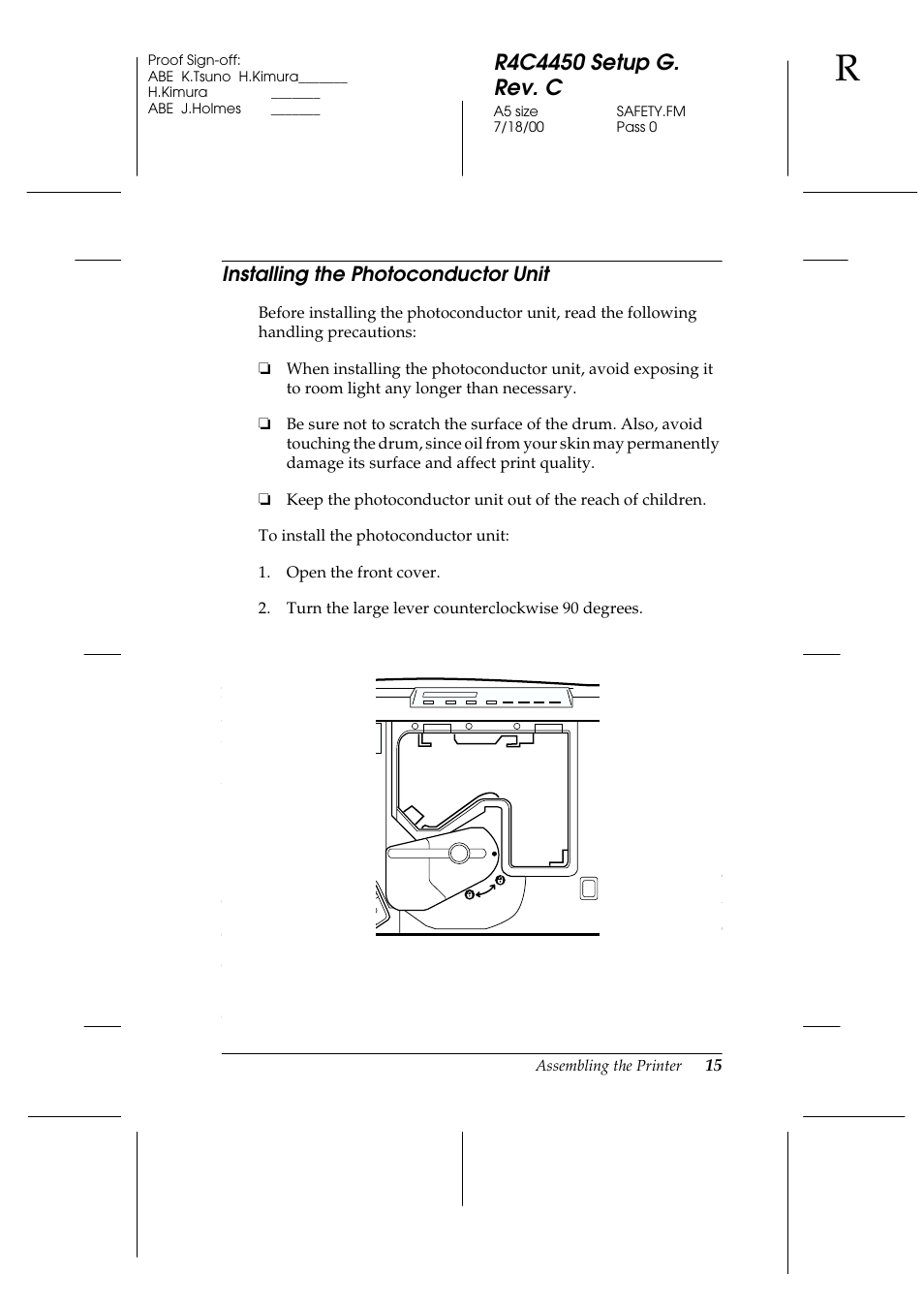Installing the photoconductor unit | Epson EPL-C8200 User Manual | Page 23 / 90