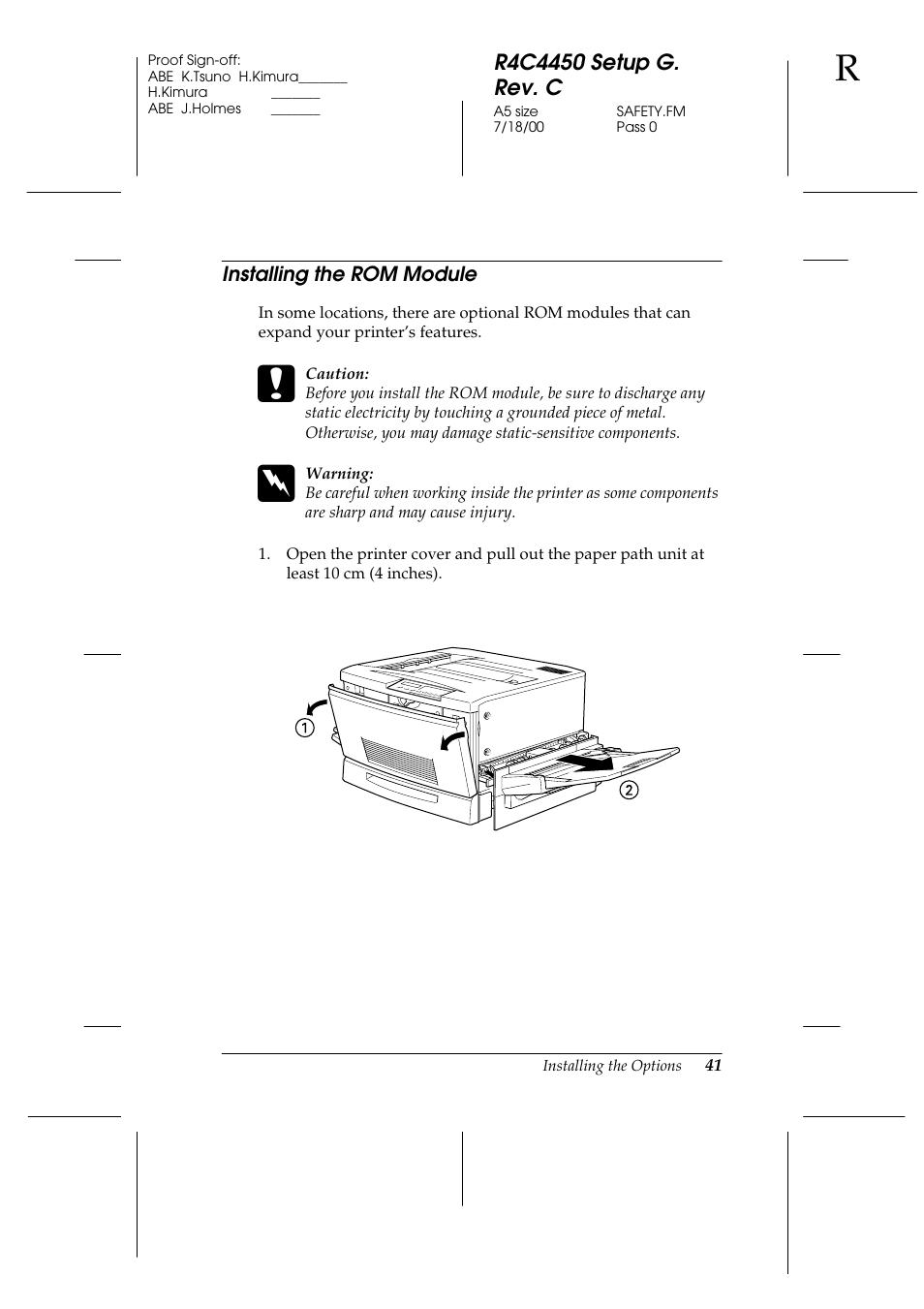 Installing the rom module | Epson EPL-C8200 User Manual | Page 49 / 90