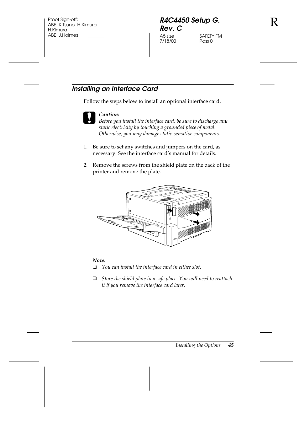 Installing an interface card | Epson EPL-C8200 User Manual | Page 53 / 90