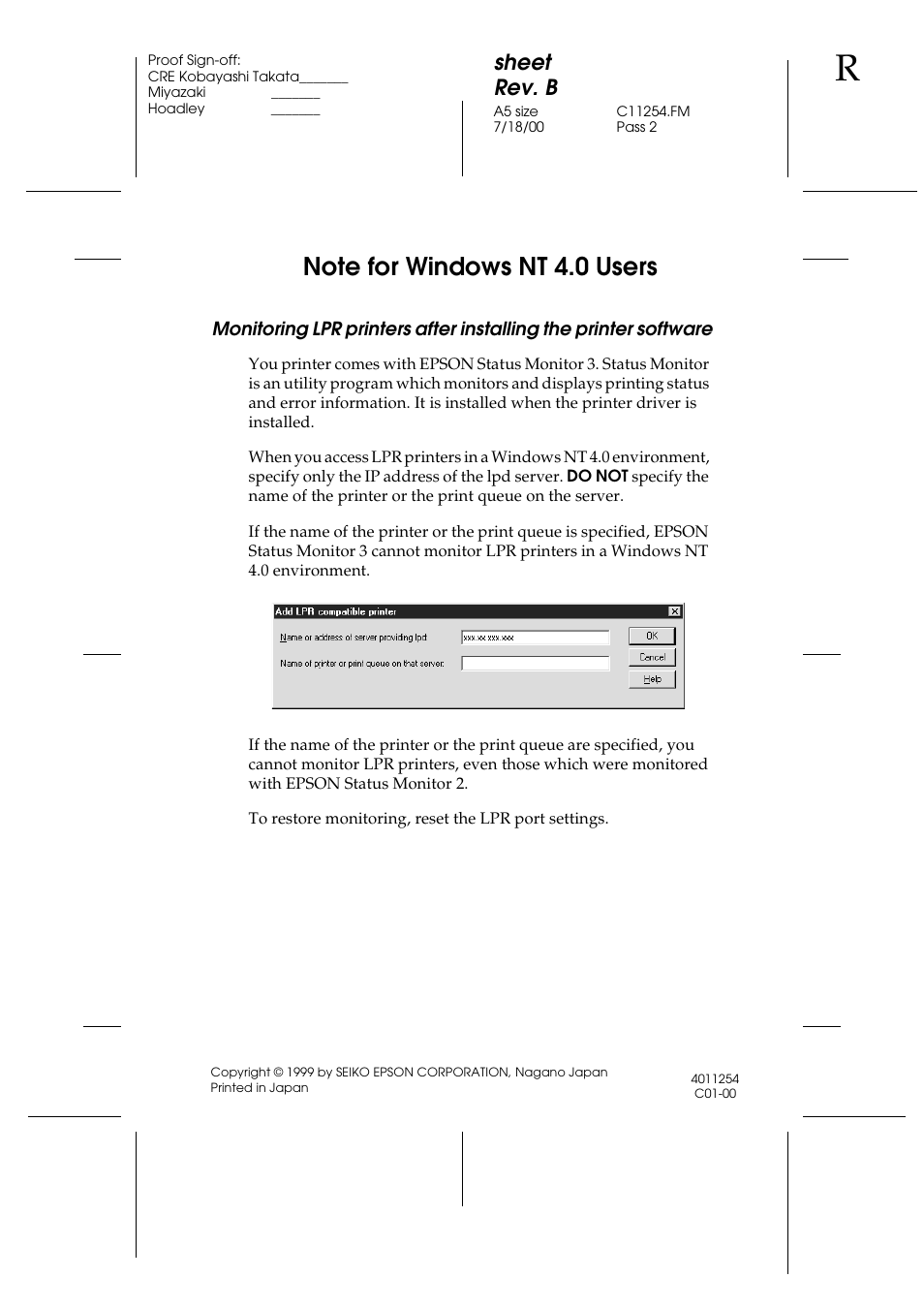 Epson EPL-C8200 User Manual | 1 page