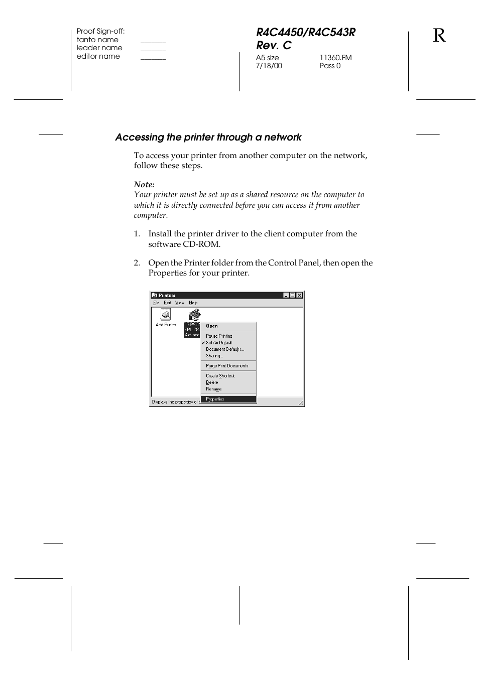 Accessing the printer through a network | Epson EPL-C8200 User Manual | Page 3 / 6