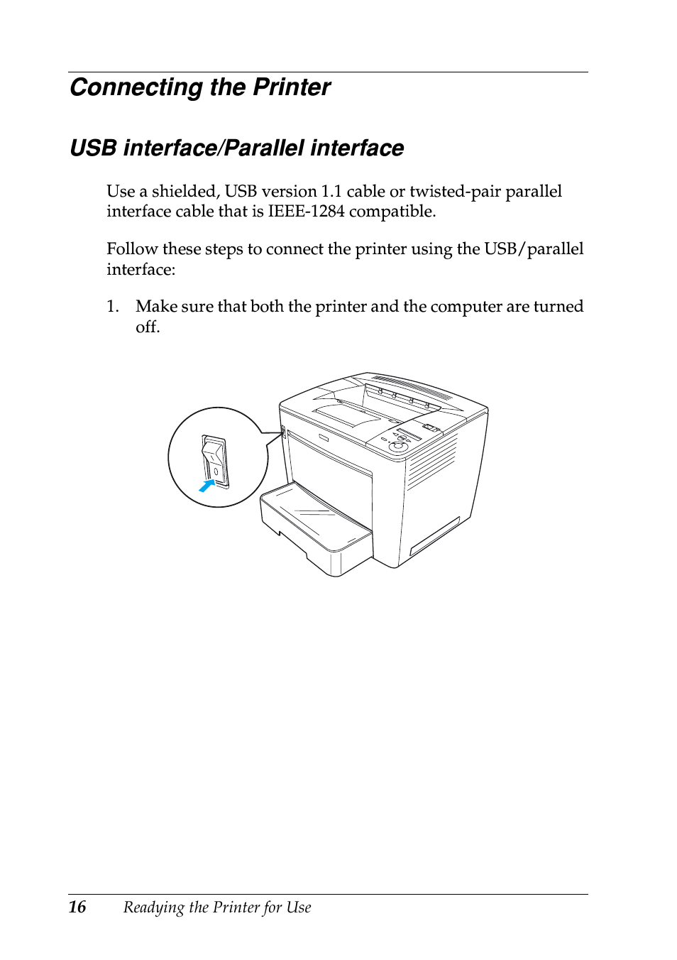 Connecting the printer, Usb interface/parallel interface | Epson EPL-N7000 User Manual | Page 20 / 50