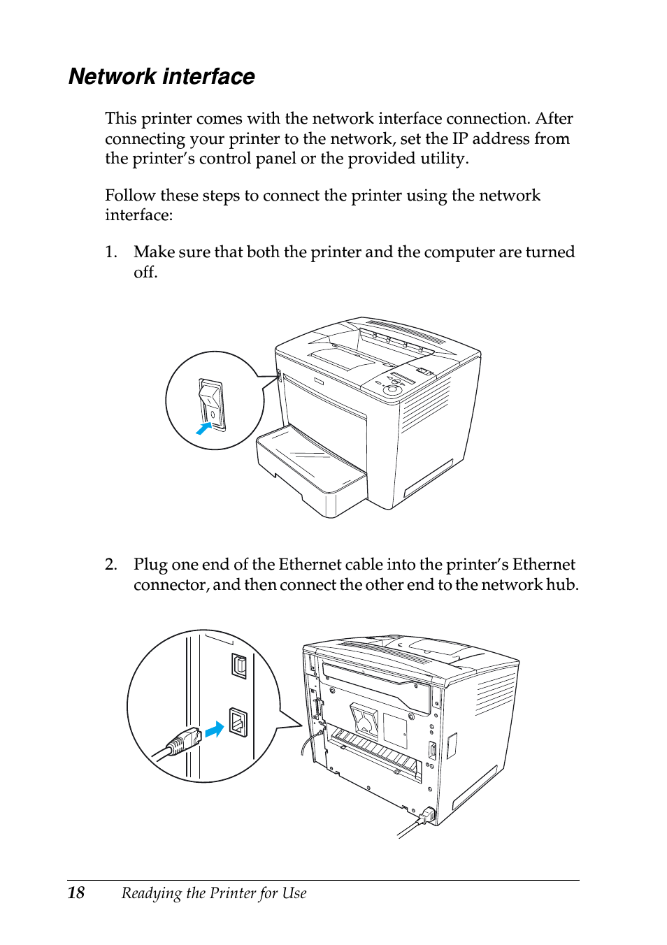 Network interface | Epson EPL-N7000 User Manual | Page 22 / 50