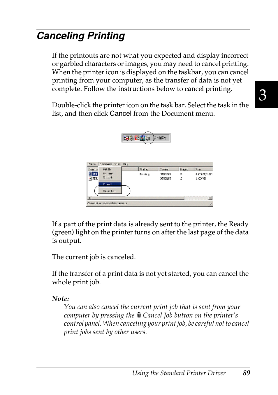 Canceling printing | Epson EPL-N7000 User Manual | Page 100 / 496