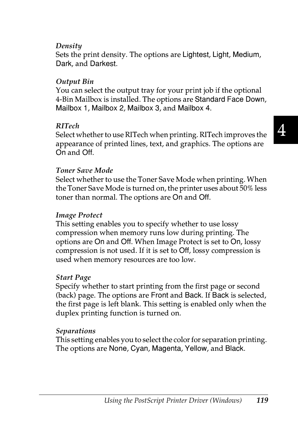 Epson EPL-N7000 User Manual | Page 130 / 496