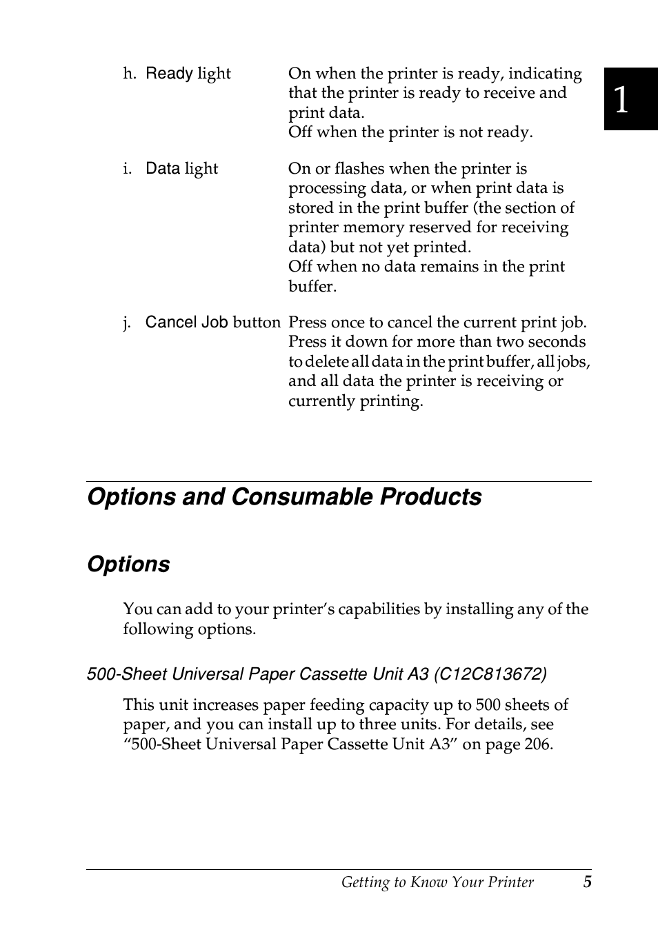 Options and consumable products, Options | Epson EPL-N7000 User Manual | Page 16 / 496