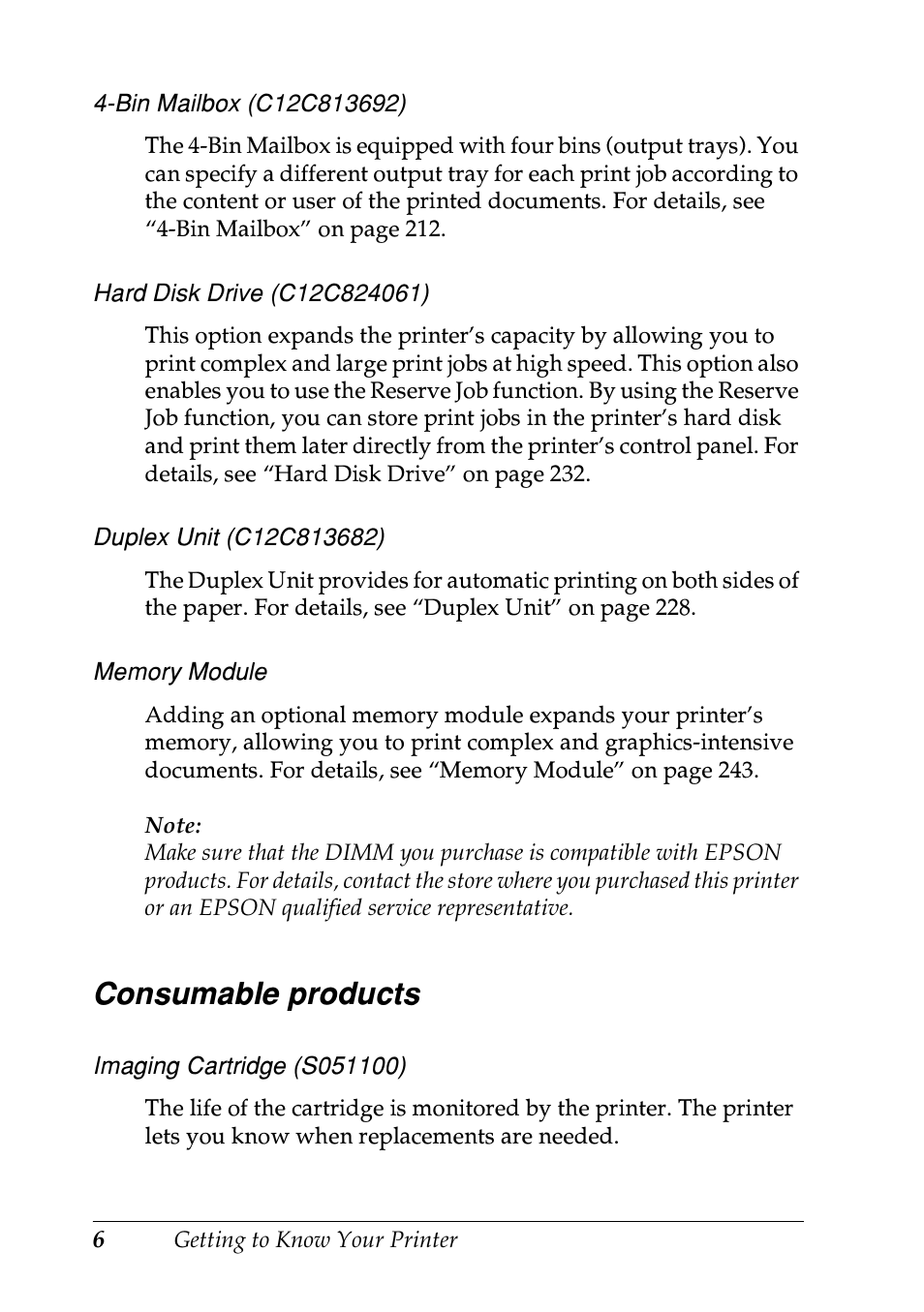 Consumable products | Epson EPL-N7000 User Manual | Page 17 / 496