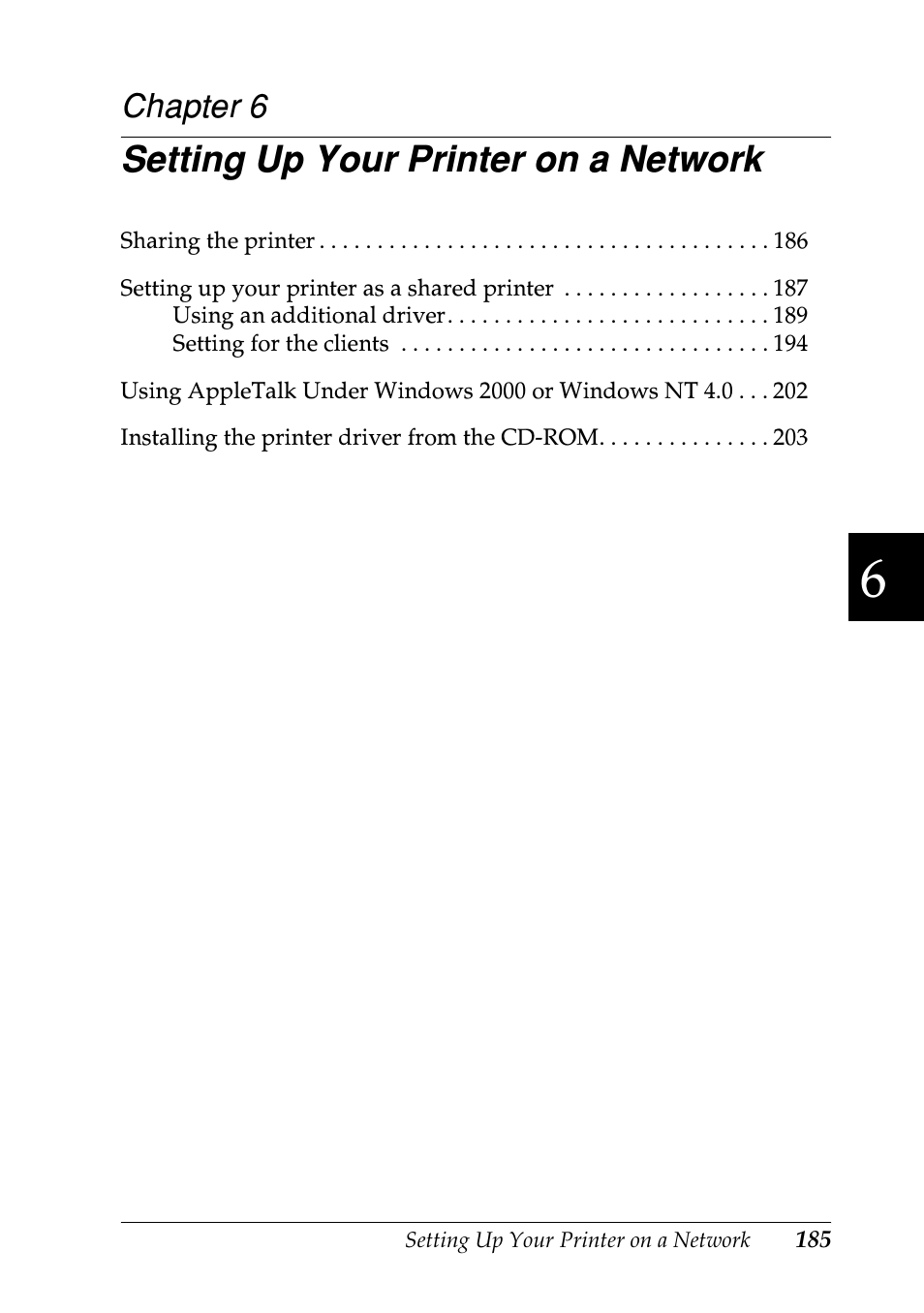 Setting up your printer on a network, Chapter 6 | Epson EPL-N7000 User Manual | Page 196 / 496