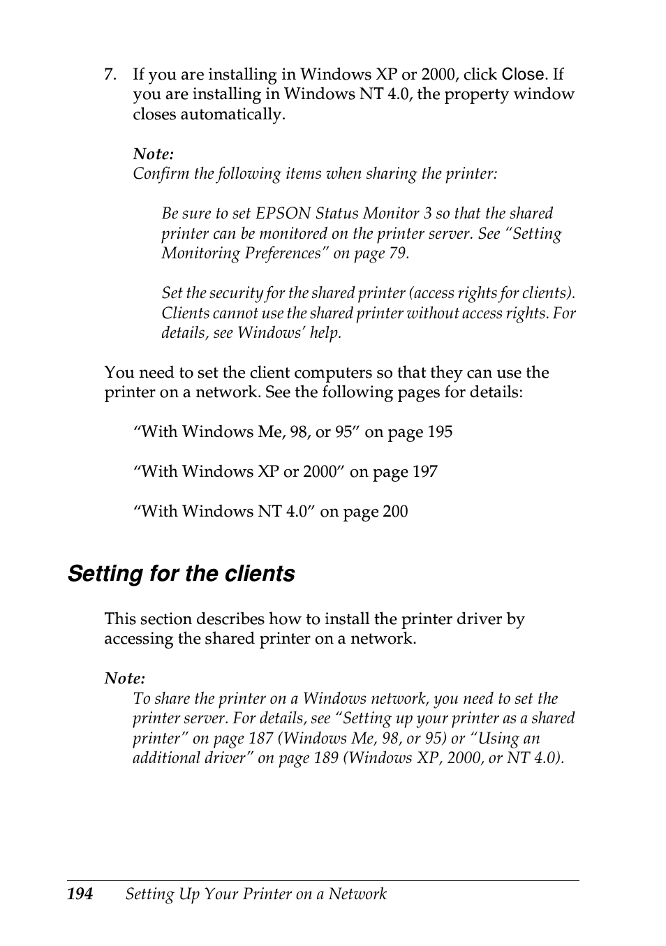Setting for the clients | Epson EPL-N7000 User Manual | Page 205 / 496